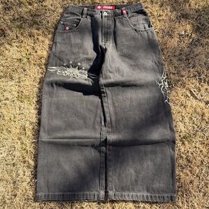 Men's Black Jeans with Embroidered Design